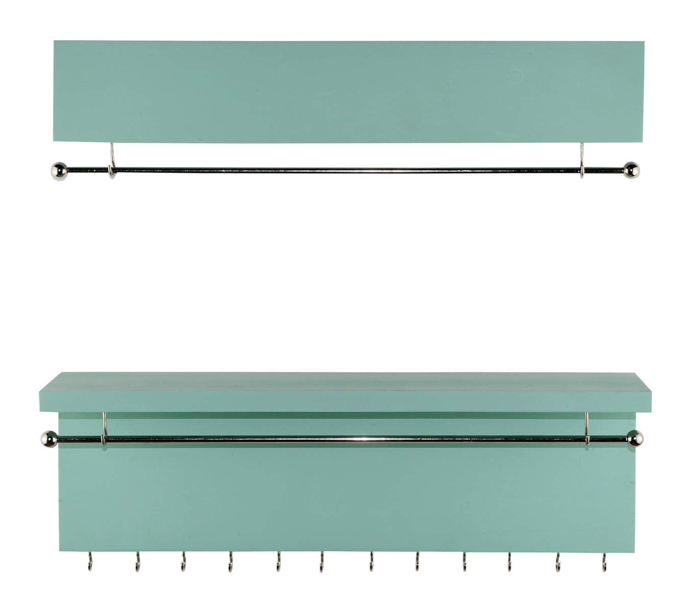 Spiretro Wall Mount Set of 2 Jewelry Holders, Removable Silver Metal Rod for Earrings, Bracelets, Hooks for Hanging