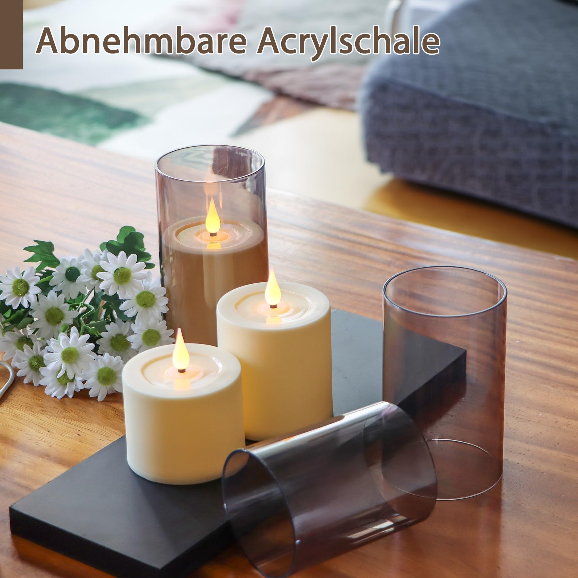yunsheng Rechargeable LED Candles with Remote Control and Timer, Rechargeable Flameless Candles, Flickering Electric Pillar
