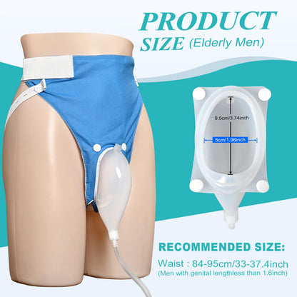 Urinal Bottles for Men, Reusable, Portable, with 2 Urine Bags (Blue - Older Men)
