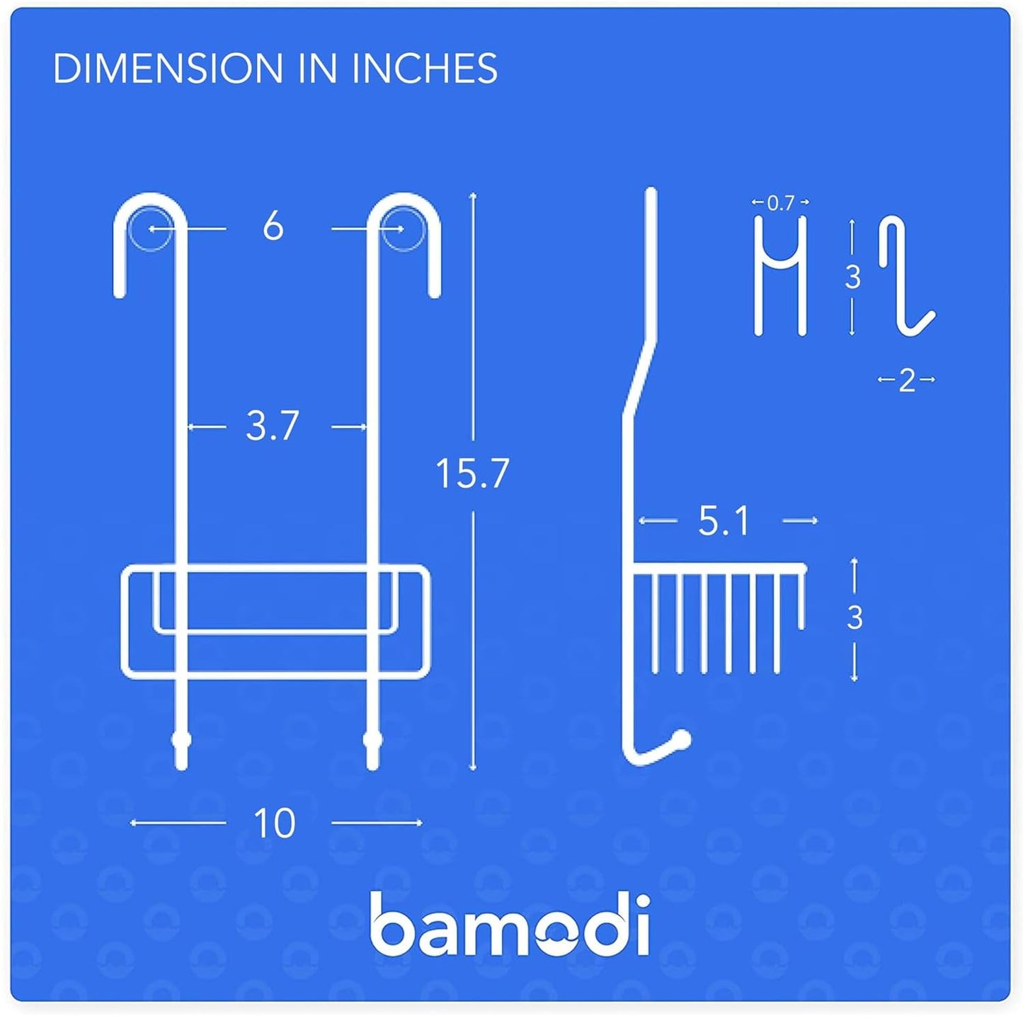 Bamodi hanging shower shelf, storage - chrome-plated - 70 x 18.5 x 19 cm - shower shelf - easy to attach - hanging shower