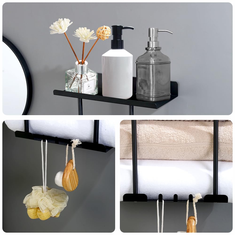 HONPHIER Bathroom Towel Holder Adhesive Retractable Towel Holder 41-75CM Wall Mounted Towel Holder in Bathroom and Kitchen