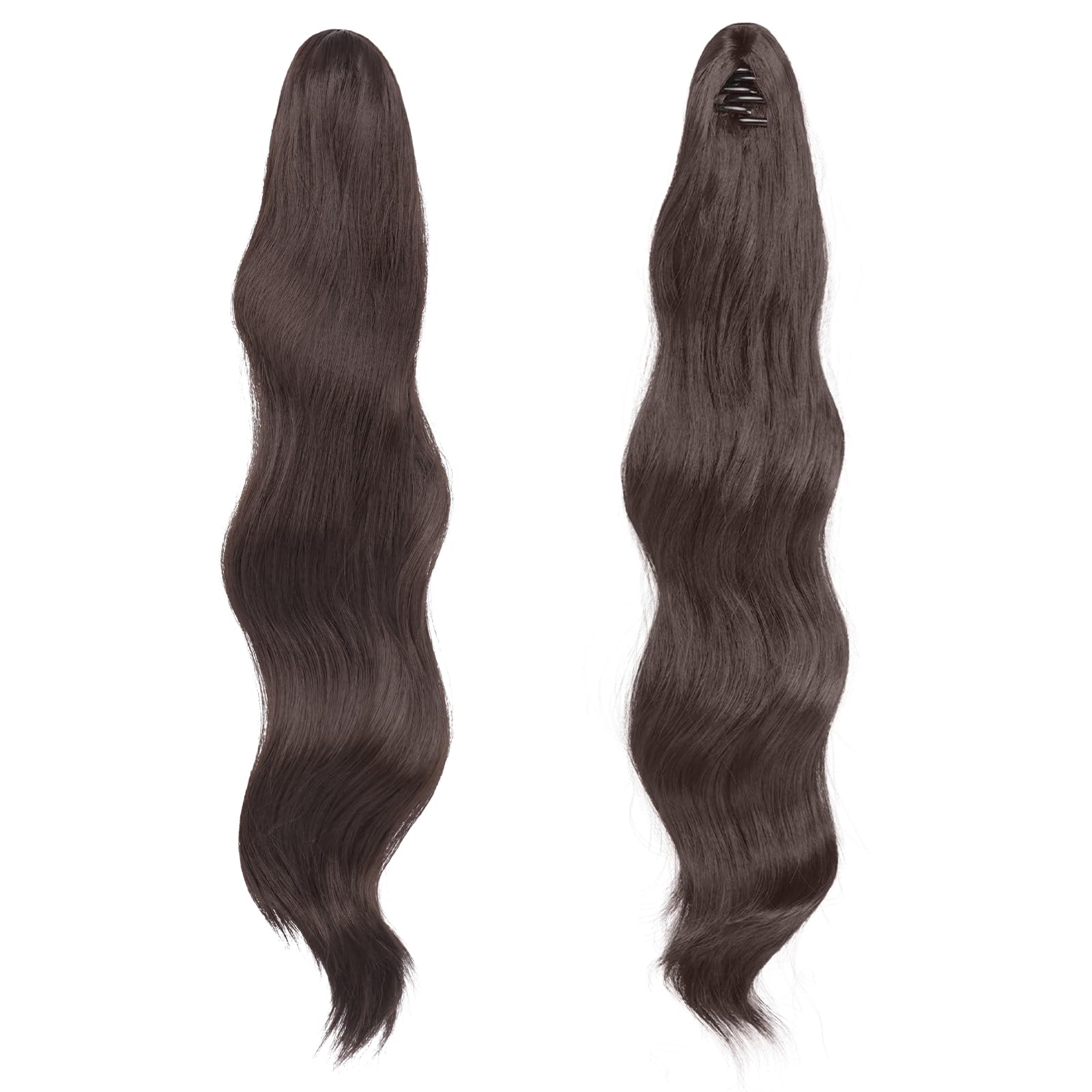 Ponytail Hairpiece Clip-in Wavy, Heat-resistant – Medium Brown 50cm