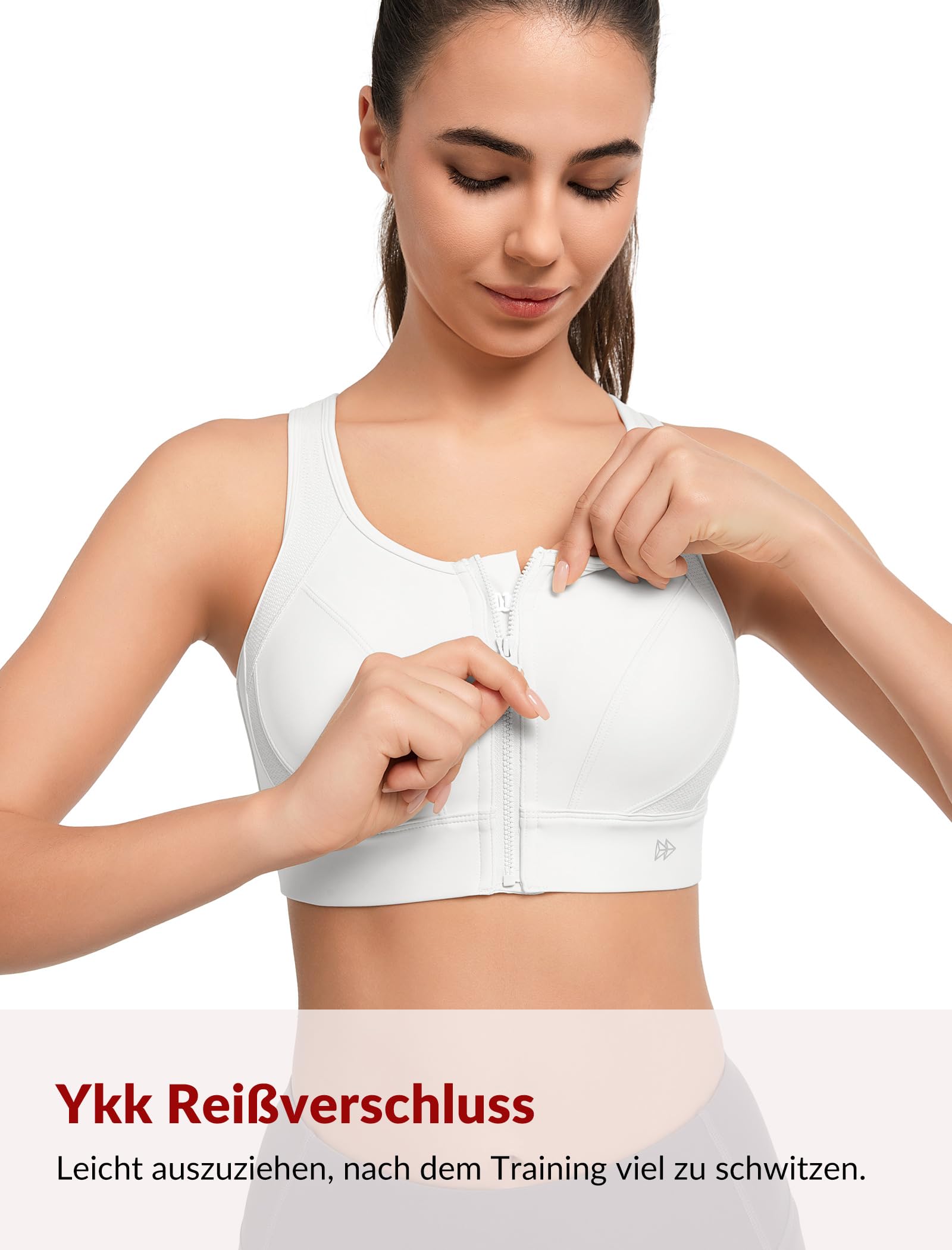 Sports Bra High Support Front Closure Racerback Plus Size – Yellow M