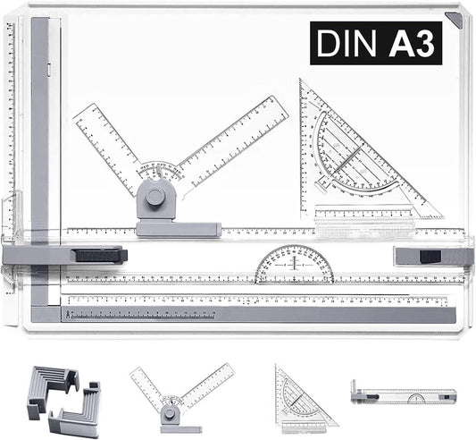 A3 Geo Drawing Board Parallel Rail Adjustable Angle Quick-Drawing Triangle Professional – A3