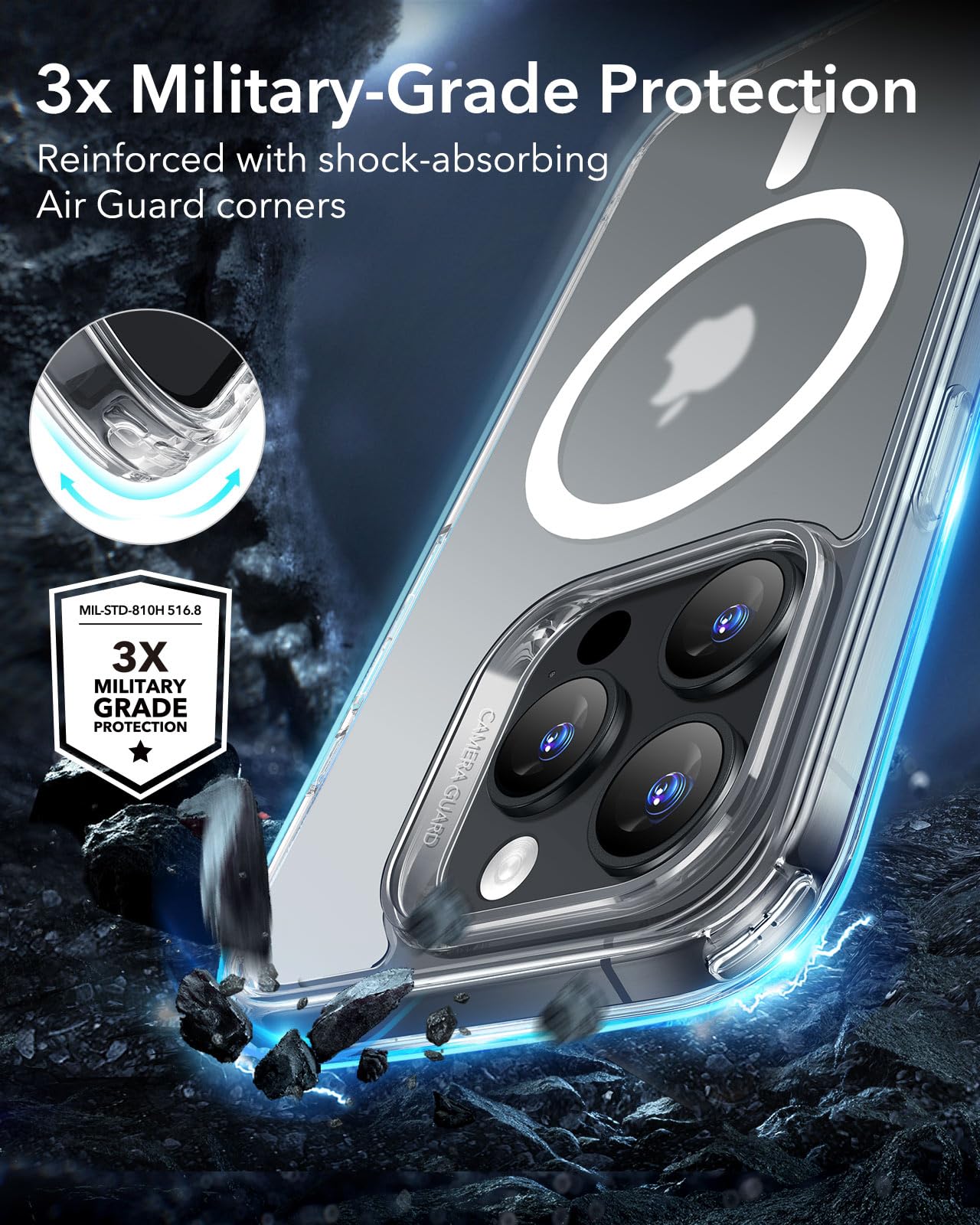 ESR iPhone 16 Pro Case MagSafe Military-Grade Protection – Frosted Clear 6.1 Inch