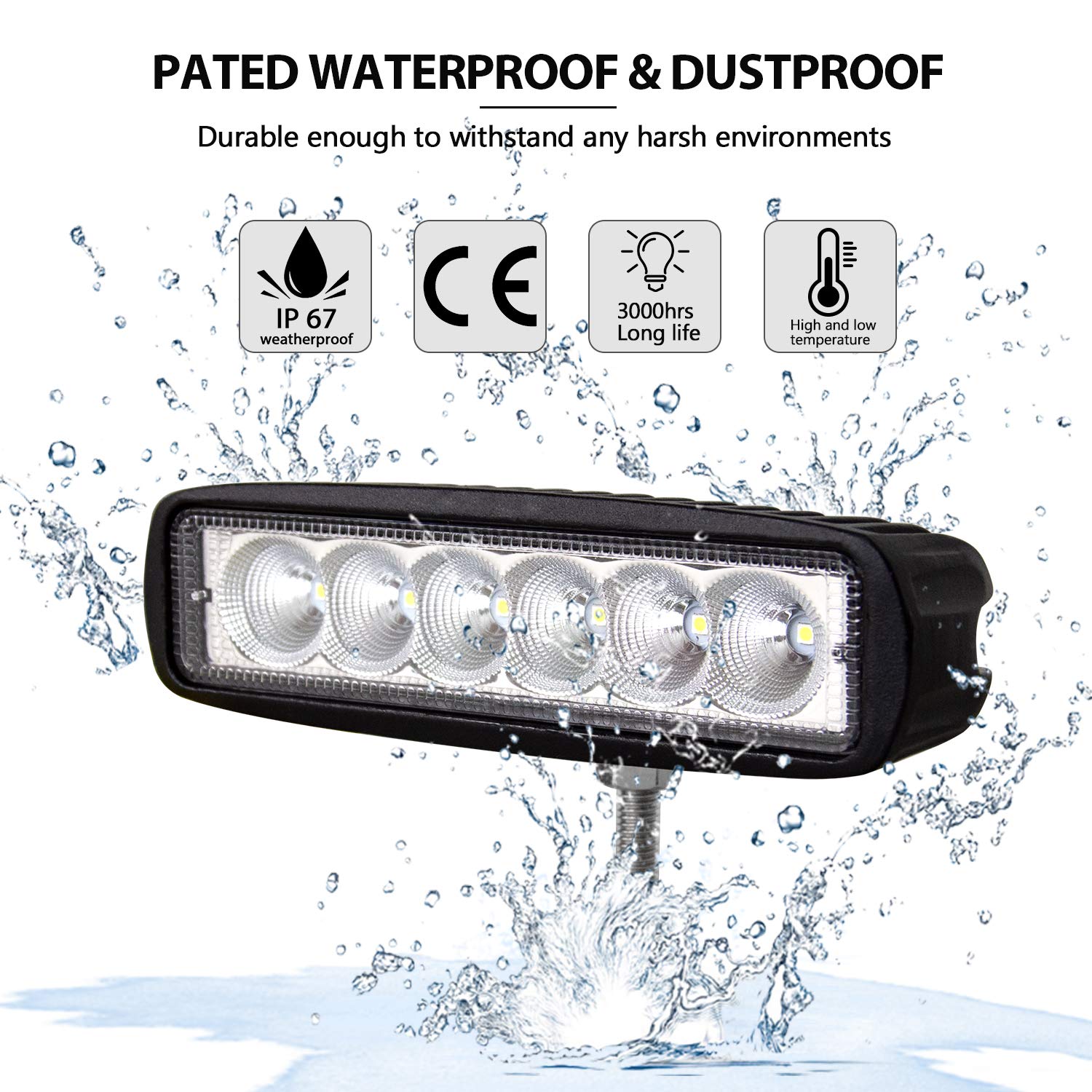 LED Off-Road Headlights 18W Waterproof Auxiliary Lights for Trucks & SUVs – 6 Inch