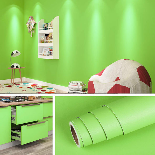 Self-Adhesive Wallpaper Washable Matte Plain – Green 40cm x 10m