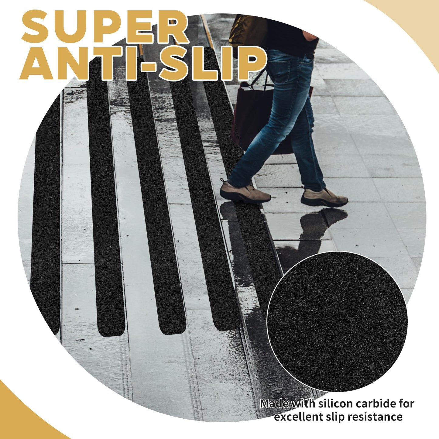 Anti-Slip Stair Treads Self-Adhesive 12-pack – 61x10cm