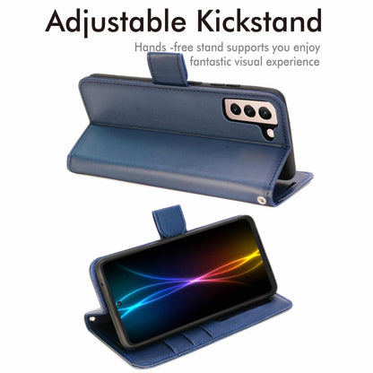 Wallet Flip Case Samsung Galaxy S21 FE PU Leather Stand Card Slot with Wrist Strap – Blue