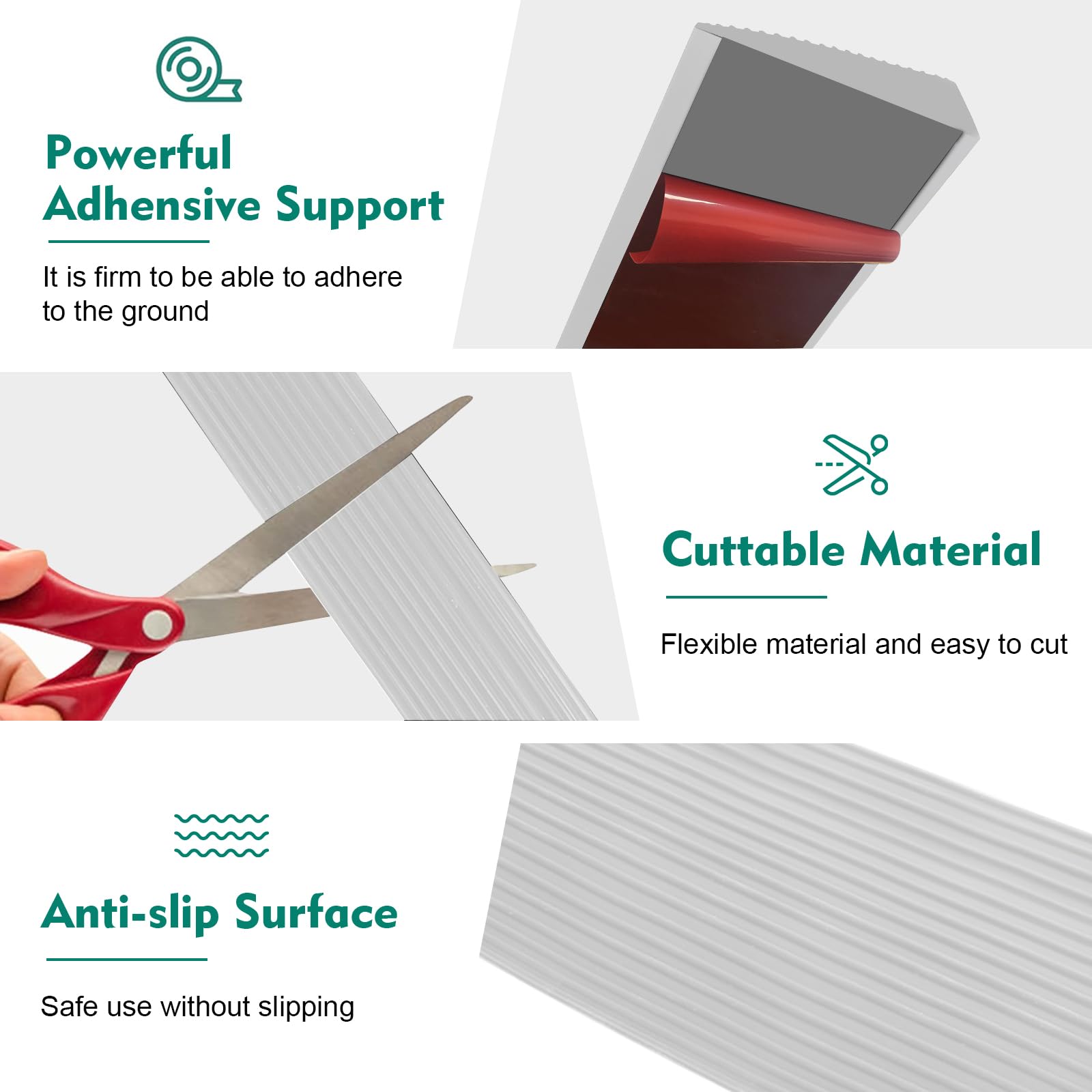 1M*8cm*2.0cm door threshold ramp, load capacity up to 800 kg, self-adhesive rubber ramp for 2.0cm height difference, door