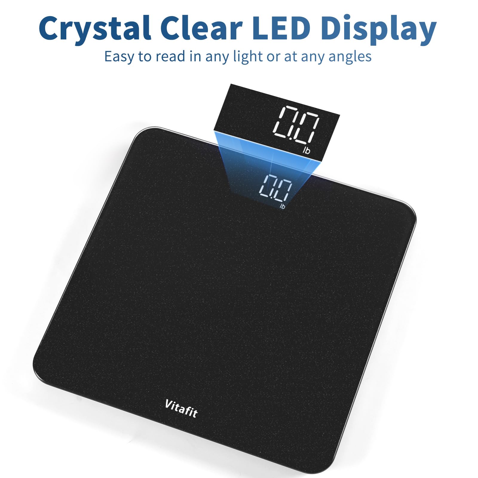 Vitafit Digital Bathroom Scale, High Accuracy, LED Display, Step-On Function, 182 kg Capacity, 3 x AAA Batteries Included,