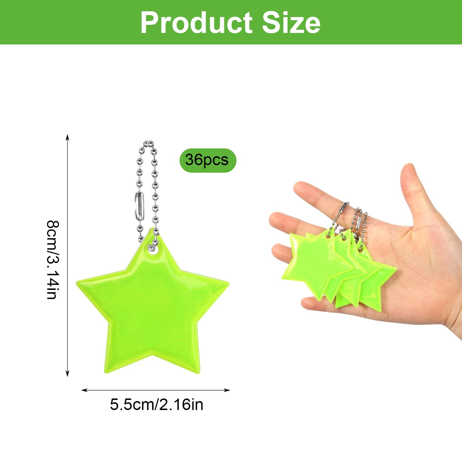 Reflector Pendants 36-Pack Star Safety Reflectors for Backpacks Walking Running Cycling – 36-Pack