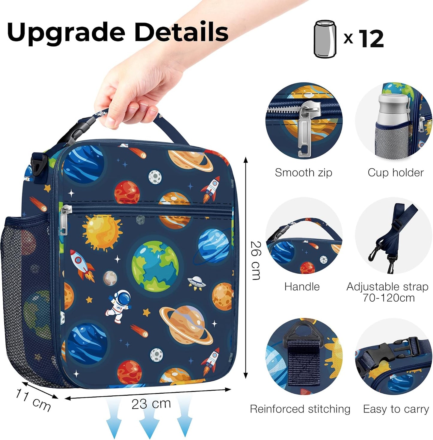 Clastyle Space Insulated Kid Lunch Bag for Boy