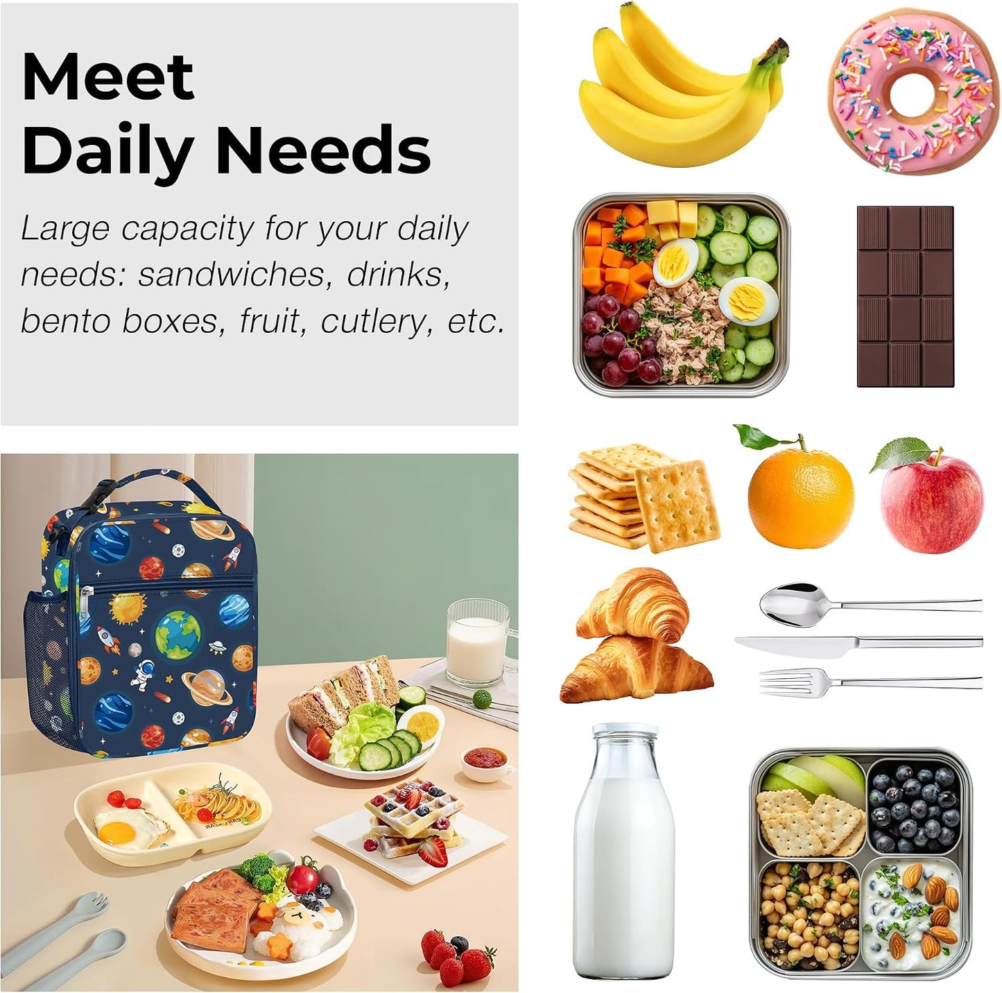 Clastyle Space Insulated Kid Lunch Bag for Boy